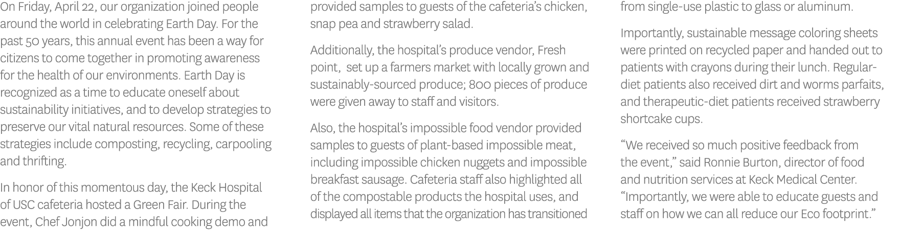 On Friday, April 22, our organization joined people around the world in celebrating Earth Day  For the past 50 years,   