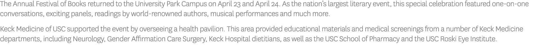 The Annual Festival of Books returned to the University Park Campus on April 23 and April 24  As the nation s largest   