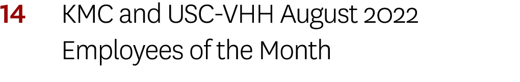 14 KMC and USC-VHH August 2022 Employees of the Month