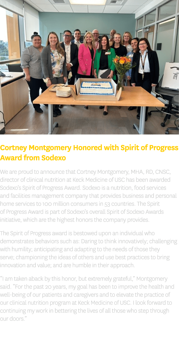 ￼ Cortney Montgomery Honored with Spirit of Progress Award from Sodexo We are proud to announce that Cortney Montgome...