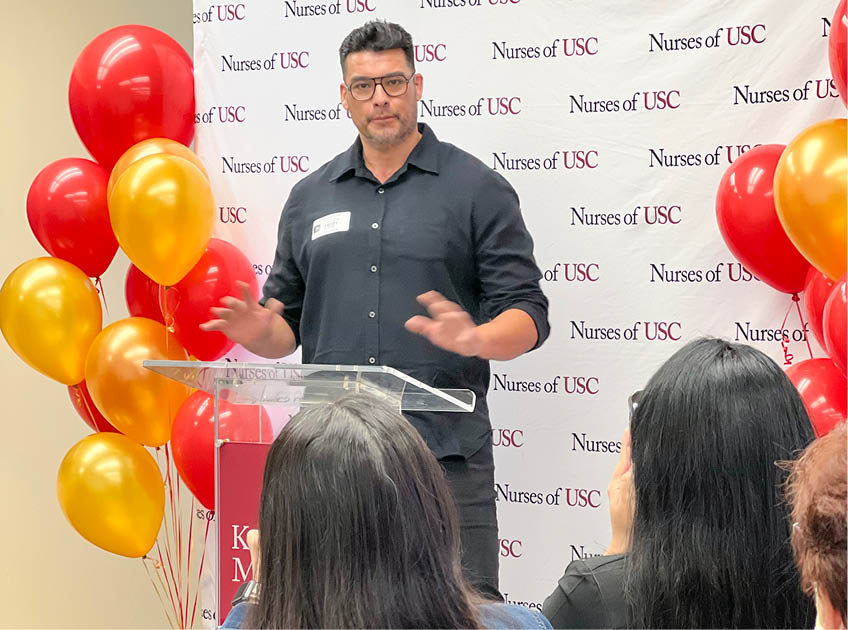 Anthony Salazar (patient) Keck Hospital's ECMO Celebration Event (ECMO - Extracorporeal Membrane Oxygenation, is a life-supporting intervention that provides heart-lung bypass support outside the body) Keck Medicine of USC. (Photo courtesy of Keck Medicine of USC)
