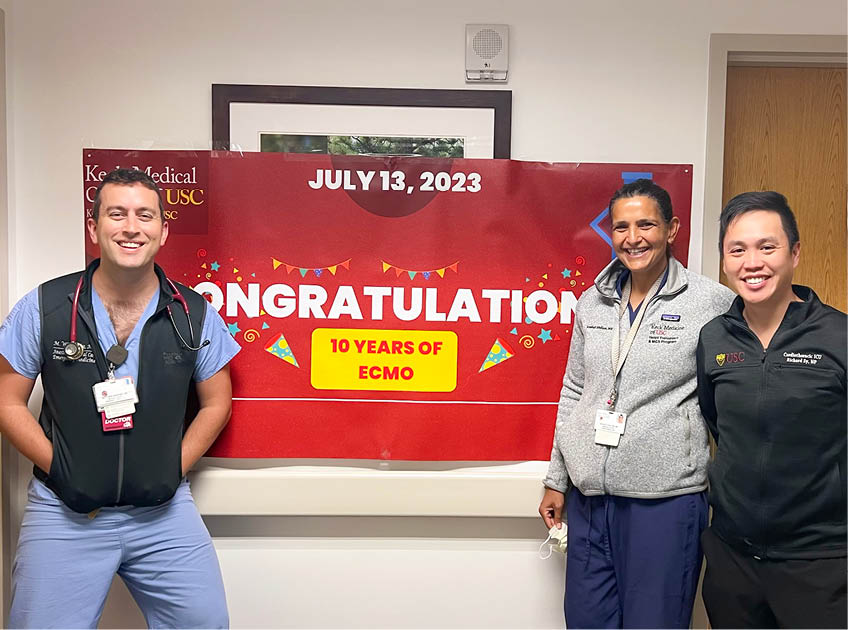  Keck Hospital's ECMO Celebration Event (ECMO - Extracorporeal Membrane Oxygenation, is a life-supporting intervention that provides heart-lung bypass support outside the body) Keck Medicine of USC. (Photo courtesy of Keck Medicine of USC)