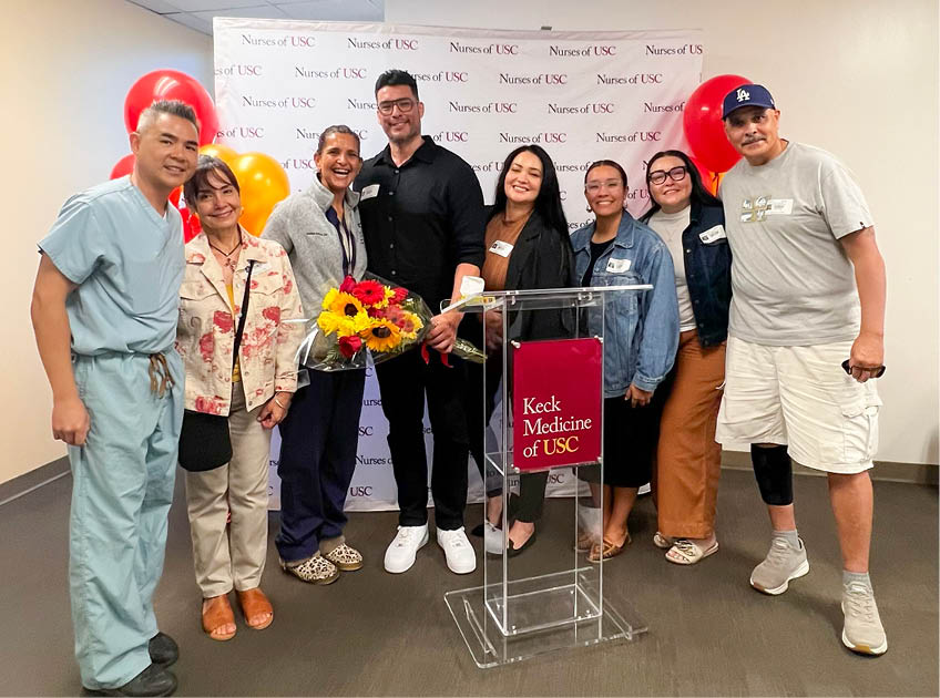 Anthony Salazar (patient) Keck Hospital's ECMO Celebration Event (ECMO - Extracorporeal Membrane Oxygenation, is a life-supporting intervention that provides heart-lung bypass support outside the body) Keck Medicine of USC. (Photo courtesy of Keck Medicine of USC)