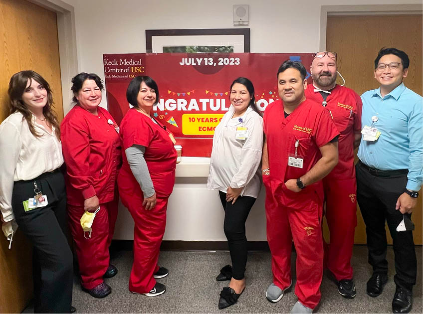 Keck Hospital's ECMO Celebration Event (ECMO - Extracorporeal Membrane Oxygenation, is a life-supporting intervention that provides heart-lung bypass support outside the body) Keck Medicine of USC. (Photo courtesy of Keck Medicine of USC)