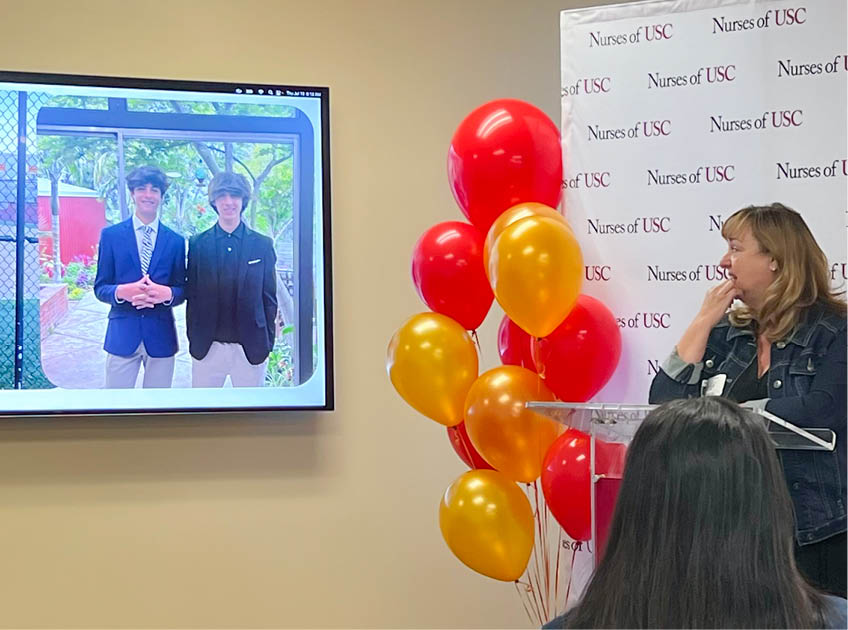 Roslyn Garrigan Nott (patient) Keck Hospital's ECMO Celebration Event (ECMO - Extracorporeal Membrane Oxygenation, is a life-supporting intervention that provides heart-lung bypass support outside the body) Keck Medicine of USC. (Photo courtesy of Keck Medicine of USC)
