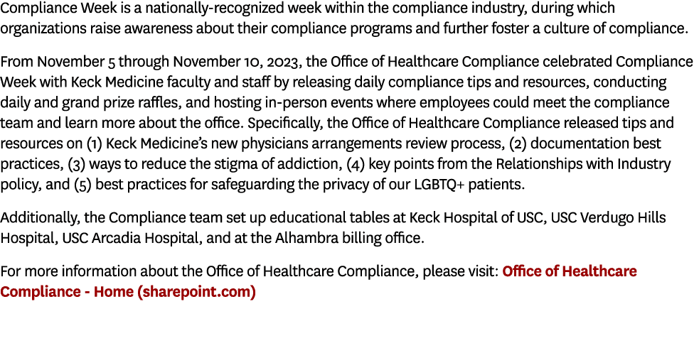 Compliance Week is a nationally recognized week within the compliance industry, during which organizations raise awar...