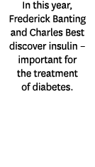 In this year, Frederick Banting and Charles Best discover insulin – important for the treatment of diabetes. 
