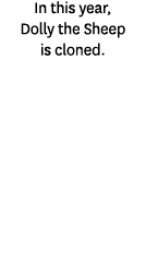 In this year, Dolly the Sheep is cloned.