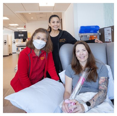 From L-R: Susana Victoria, RN (infusion), French, Pamela Ann, RN (Infusion), Jennifer Nunnery (patient). Mother’s Day Tradition Continues with Rose Deliveries for 2025,In honor of Mother’s Day, the ambulatory infusion teams distributed roses to patients who visited USC Norris Cancer Day Hospital, the Norris Healthcare Center Treatment Center and Women’s Specialty Care Clinic, as well as Keck Medicine of USC treatment centers in Arcadia, Buena Park, Koreatown, Santa Clarita, Newport Beach and Pasadena during the week of Mother’s Day.,This has become an annual tradition to celebrate patients who are mothers coming to Keck Medicine of USC for chemotherapy and infusion treatments.,“This long-standing tradition is an important way to honor the many mothers who receive treatment from us,” said Smitha Ravipudi, MPH, CEO for USC Care Medical Group and Ambulatory Services. “These courageous individuals are a true inspiration to our health system, and their strength, resilience, and generosity motivate us to aim higher in our everyday lives.”