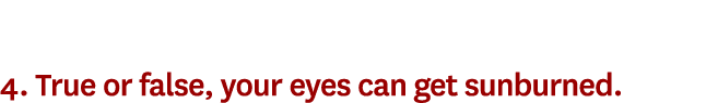 4. True or false, your eyes can get sunburned. 