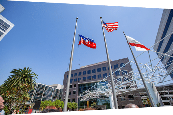 Juneteenth (June 19) celebrates the emancipation of all enslaved Black people in the U.S. -Juneteenth flag raising event celebration at Keck Medicine of USC.