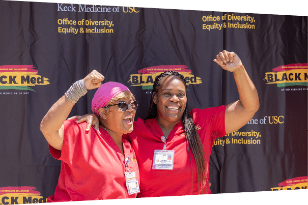Juneteenth (June 19) celebrates the emancipation of all enslaved Black people in the U.S. -Juneteenth flag raising event celebration at Keck Medicine of USC.