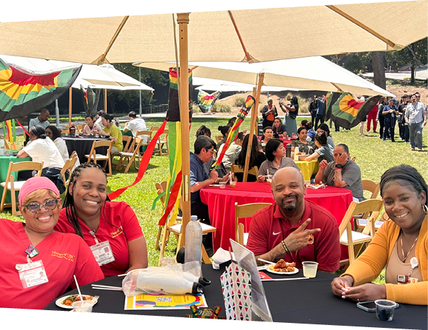 Juneteenth (June 19) celebrates the emancipation of all enslaved Black people in the U.S. -Juneteenth flag raising event celebration at Keck Medicine of USC.