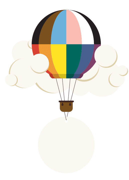 LGBTQ community pride month poster design template background with air balloon  Design element can be used for backdrop, banner, brochure, postcard, print, publication, vector illustration