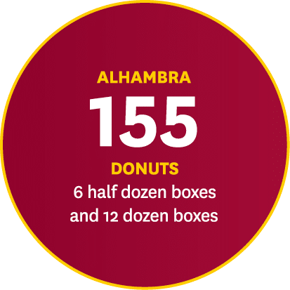 Alhambra 155 DONUTS 6 half dozen boxes and 12 dozen boxes