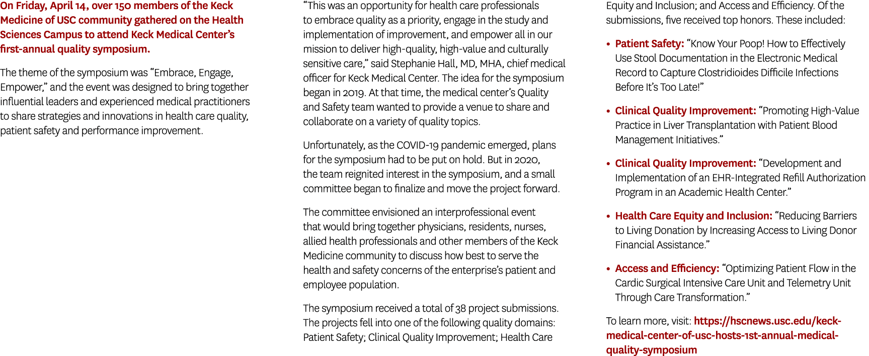 On Friday, April 14, over 150 members of the Keck Medicine of USC community gathered on the Health Sciences Campus to...