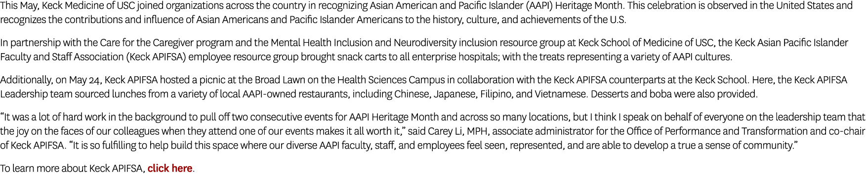 This May, Keck Medicine of USC joined organizations across the country in recognizing Asian American and Pacific Isla...