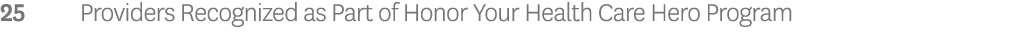25 Providers Recognized as Part of Honor Your Health Care Hero Program