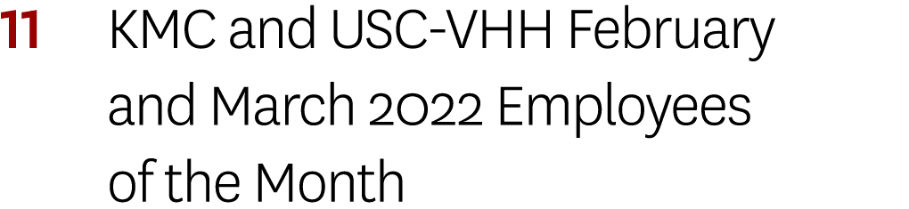 11 KMC and USC-VHH February and March 2022 Employees of the Month