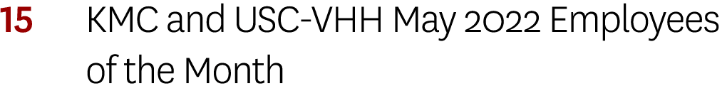 15 KMC and USC-VHH May 2022 Employees of the Month