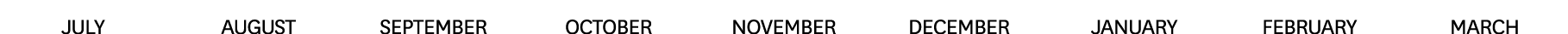 JULY AUGUST SEPTEMBER OCTOBER NOVEMBER DECEMBER JANUARY FEBRUARY MARCH