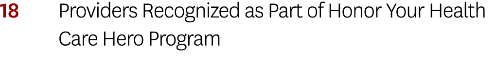 18 Providers Recognized as Part of Honor Your Health Care Hero Program