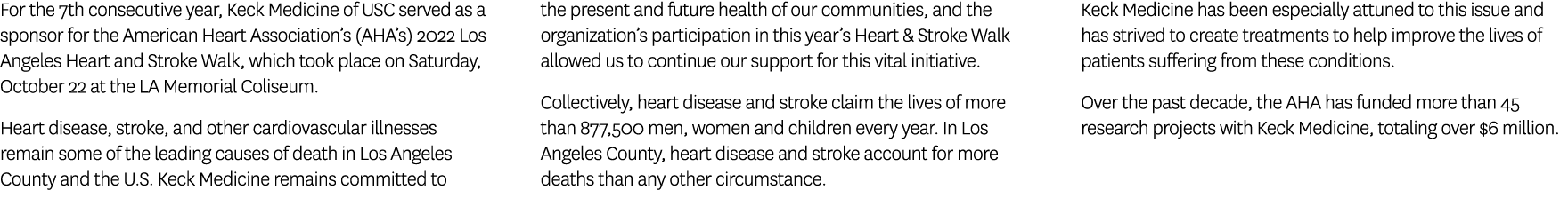 For the 7th consecutive year, Keck Medicine of USC served as a sponsor for the American Heart Association’s (AHA’s) 2...