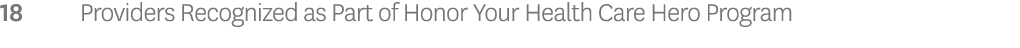18 Providers Recognized as Part of Honor Your Health Care Hero Program